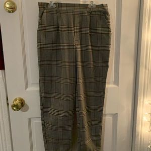 High waist crop plaid pants